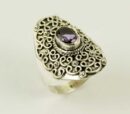 Ring Silver Amethyst Cut Stone