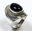 Ring Silver Oval Stone Amethyst