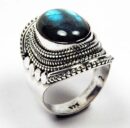 Ring Silver Oval Stone Labradorite