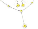 Necklace And Earring Set Enamel Flowers Yellow