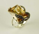 Ring Silver Rectangle Citrine