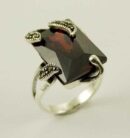 Ring Silver Rectangle Garnet