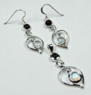 Pendant And Earring Set Swirl Drop With Double Stone Garnet