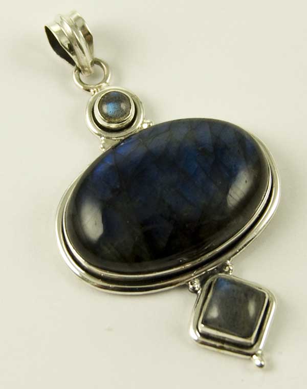 Silver Pendant Triple Stone