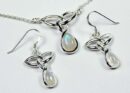 Necklace And Earring Set Celtic Circle Stone Drop Moonstone