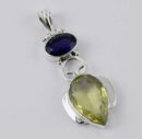 Pendant Silver Oval Citrine