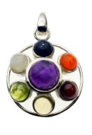 Pendant Silver 7 Stones Circle