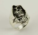 Ring Silver Skull Face In Hood