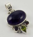Pendant Silver Oval Amethyst