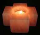 T-Light Holder Rock Salt Cross