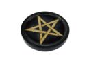 Soapstone Coaster Black With Pentagram 4pcs