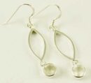 Silver Earring Oval Drop Labradorite