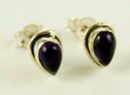 Silver Earring Stud Amethyst