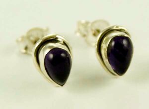 Silver Earring Stud Amethyst