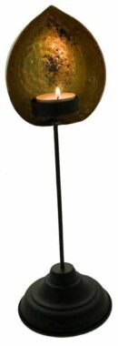 T-Light Holder Metal Leaf 32cm