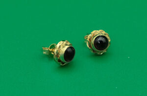 Gold Plated Earring Stud Garnet