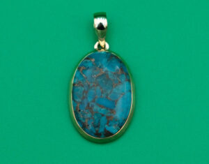 Gold Plated Pendant Oval Turquoise