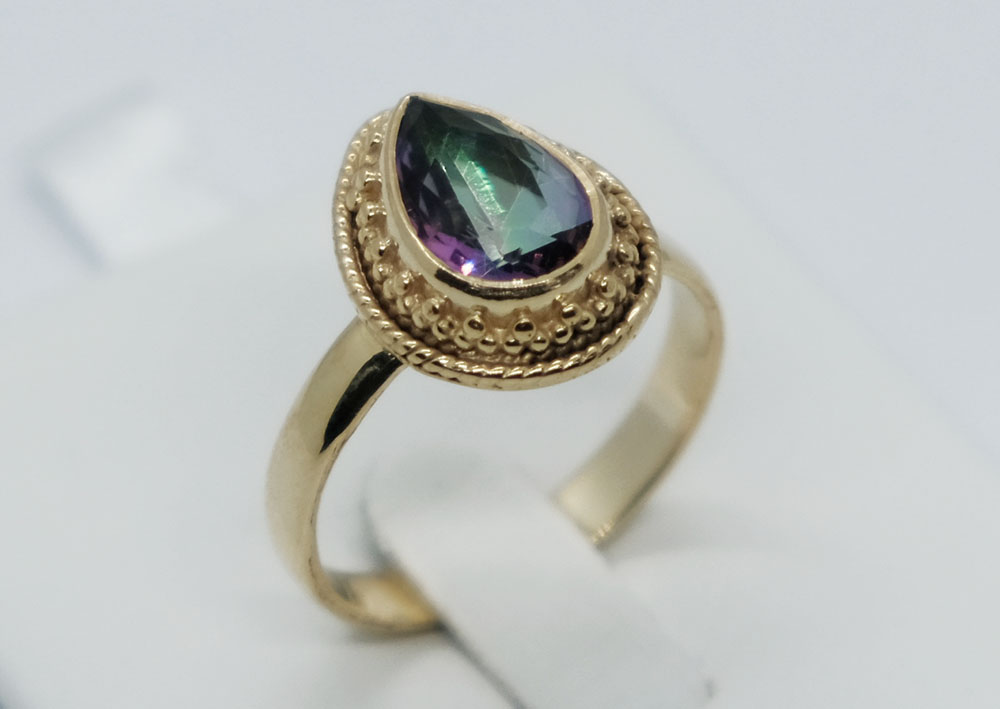 Gold PL Ring Mystic Quartz Cut