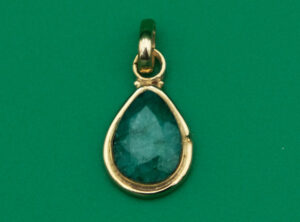 Gold Plated Pendant Emerald 2cm