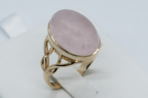 Gold PL Ring Large Rose Quartz