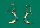 Gold Plated Earring Moon Turquoise