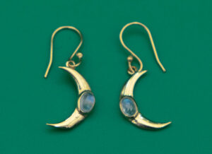 Gold Plated Earring Moon Rainbow