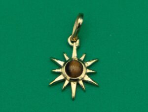 Gold Plated Pendant Sun Tiger Eye