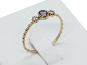 Gold PL Ring Round Amethyst