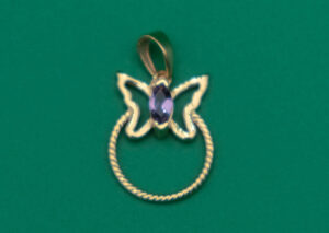 Gold Plated Pendant Butterfly Amethyst