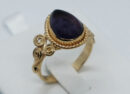 Gold PL Ring Teardrop Amethyst