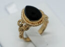 Gold PL Ring Teardrop Onyx