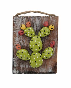 Wooden Plaque Cactus 15cm