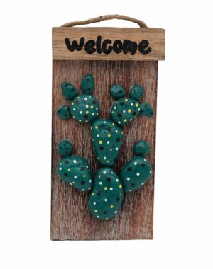 Wooden Plaque Cactus 15cm