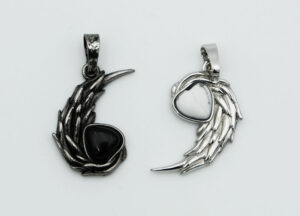 Pendant Pair Wing Obsidian Howlite