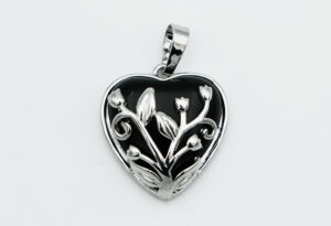 Pendant Heart Caged Obsidian