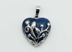 Pendant Heart 20mm Caged Lapis