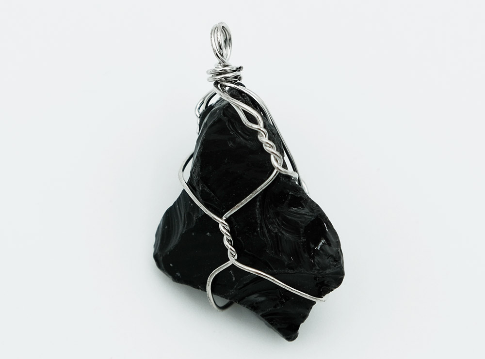 Pendant Rough Obsidian Wired