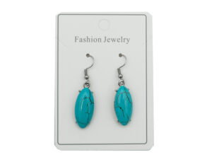Earring Blue Howlite Oval Cab