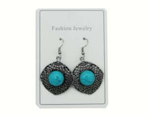 Earring Blue Howlite Rhombus